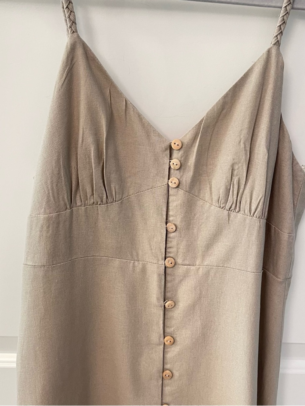 ZARA Neutral Cream Slip Midi Dress with Front Buttons - Picture 4 of 12